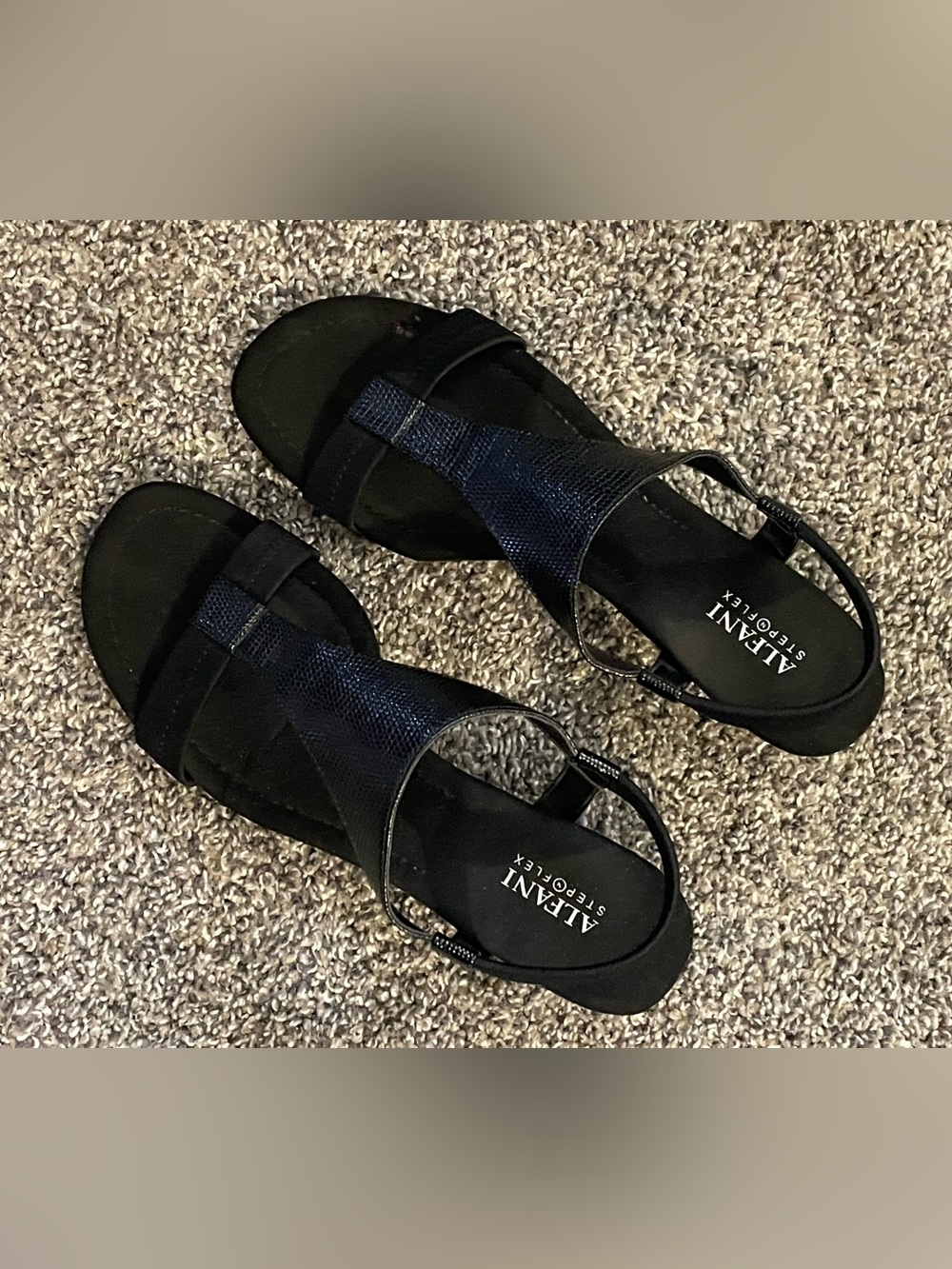 Alfani Stretch Black Slingback Sandal with Textured Strap